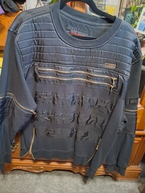Men's Quilted Zip-Detail Sweatshirt - Navy